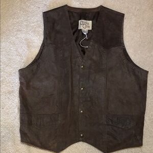 Cripple Creek Leather NWOT Brown Western Vest large